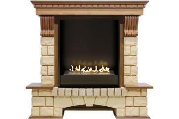 Биокамин в портале Firezo Pierre Luxe Дуб Шампань, стандарт