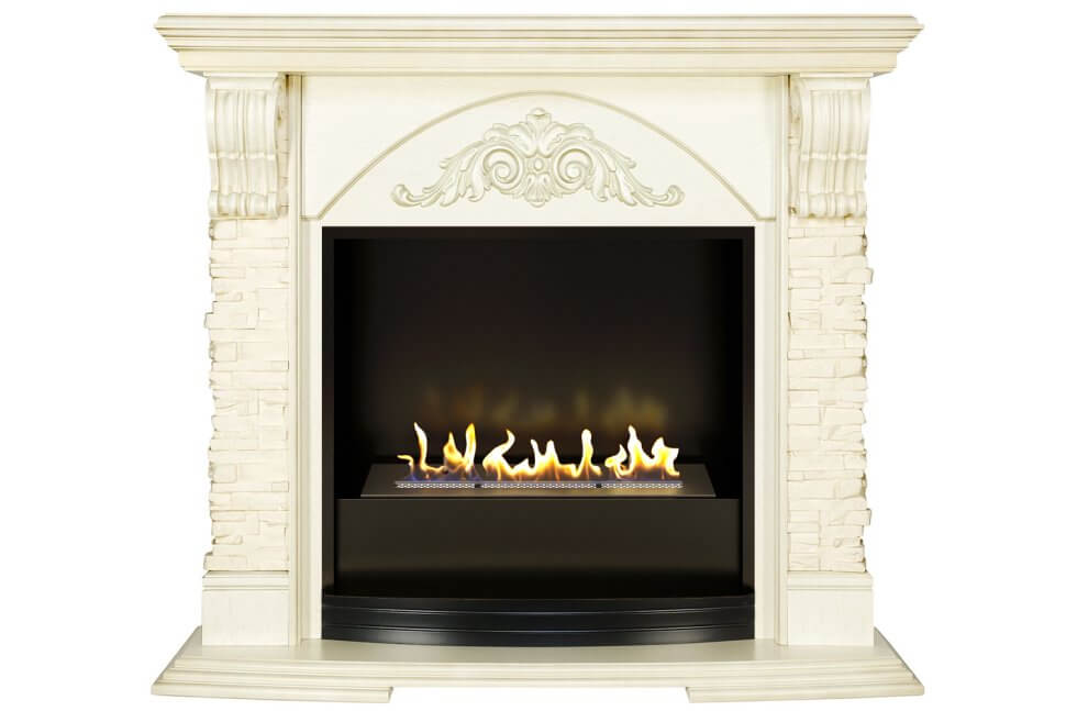 Биокамин в портале Firezo Rimini Слоновая кость с патиной, стандарт