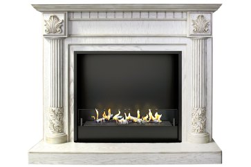 Биокамин в портале Firezo Rodos Белый дуб патина золото, стандарт